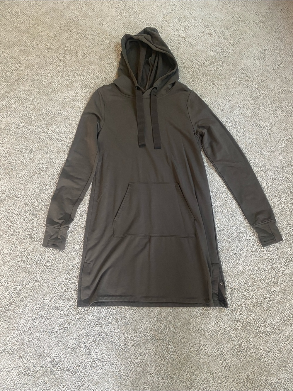 Long Hooded Sweatshirt Dress in grey